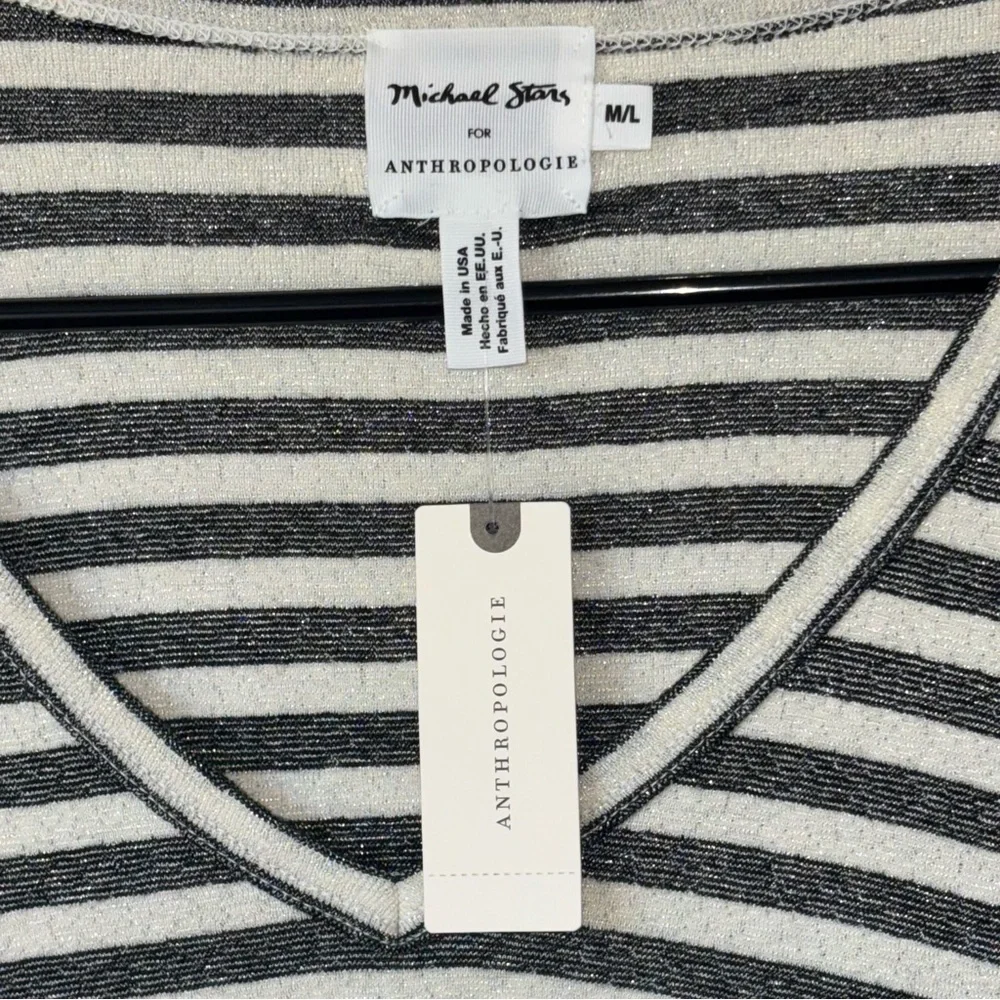Anthropologie x Michael Stars Made in USA Knit Striped Long Sleeve Sise M / L - Picture 3 of 8